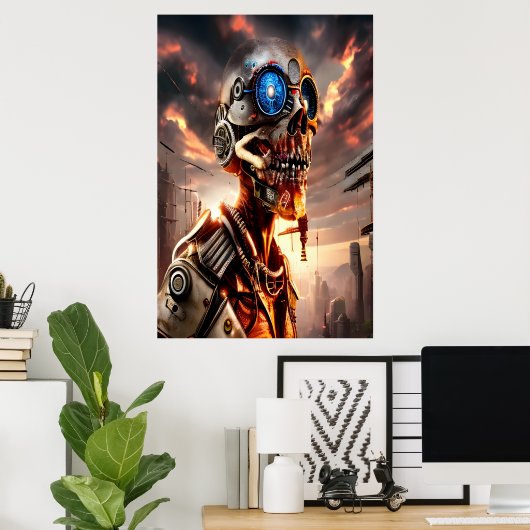 Portret Cyberpunk skeleton | AI Art Poster (Thuiskantoor)
