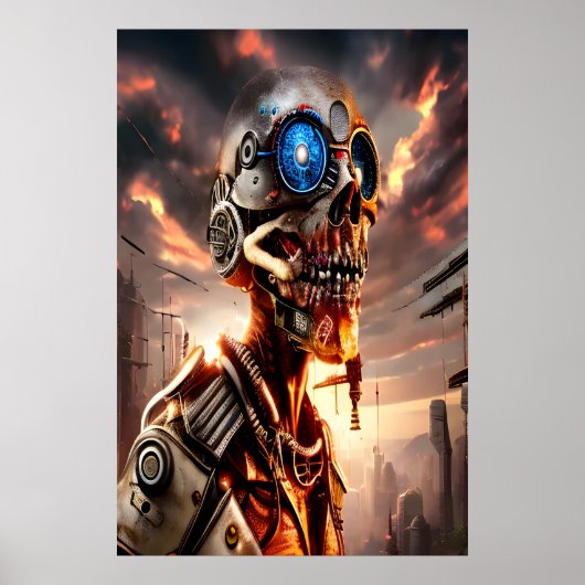 Portret Cyberpunk skeleton | AI Art Poster (Voorkant)