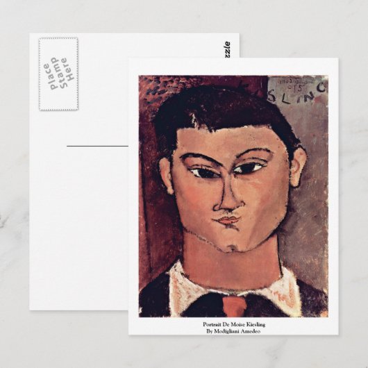 Portret de moise Kiesling van Modigliani Amedeo Briefkaart (Voorkant / Achterkant)