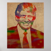 Portret Donald Trump Waterverf Poster (Voorkant)