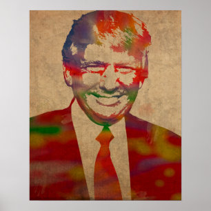 Portret Donald Trump Waterverf Poster