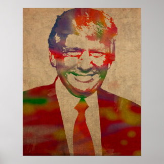 Portret Donald Trump Waterverf Poster