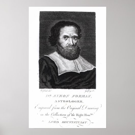 Portret Dr Simon Forman gegraveerd door Godfrey Poster (Voorkant)