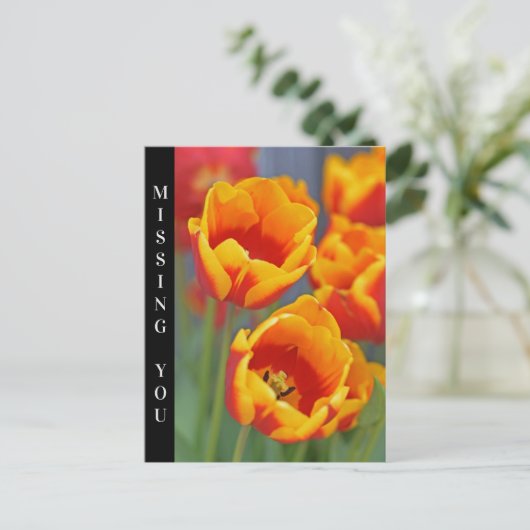 Portret Elegant Yellow and Red Tulip FLower Briefkaart (Staand voorkant)