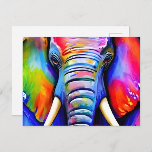 Portret Elephant Art Briefkaart (Voorkant / Achterkant)