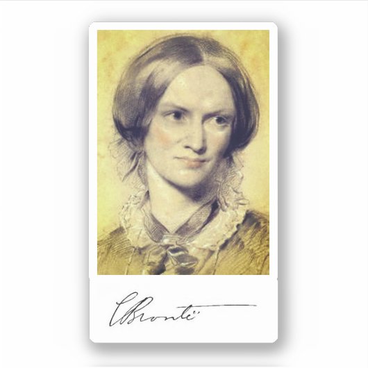 Portret en handtekening van Charlotte Brontë Sticker (Voorkant)