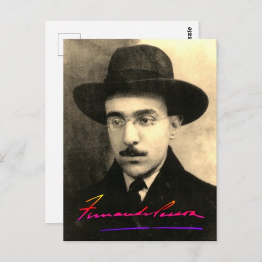 Portret en handtekening van Fernando Pessoa Briefkaart (Voorkant / Achterkant)