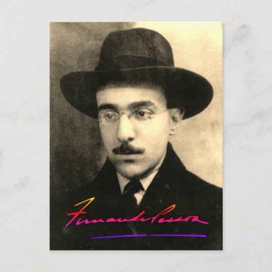 Portret en handtekening van Fernando Pessoa Briefkaart (Voorkant)