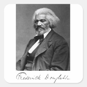 Portret en handtekening van Frederick Douglass Vierkante Sticker