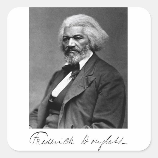 Portret en handtekening van Frederick Douglass Vierkante Sticker (Voorkant)