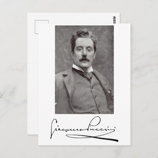 Portret en handtekening van Giacomo Puccini Briefkaart (Voorkant / Achterkant)