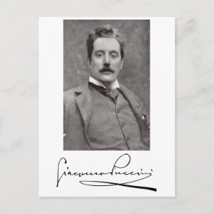 Portret en handtekening van Giacomo Puccini Briefkaart