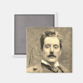 Portret en handtekening van Giacomo Puccini Magneet (Voorkant / Achterkant)