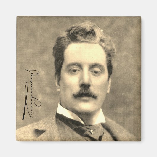 Portret en handtekening van Giacomo Puccini Magneet (Voorkant)