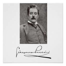 Portret en handtekening van Giacomo Puccini Perfect Poster