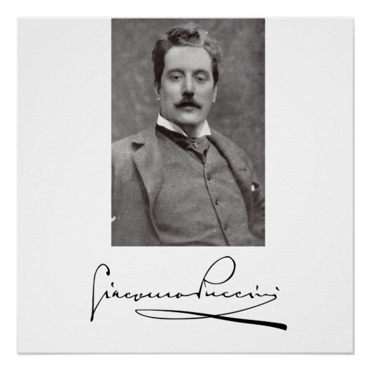 Portret en handtekening van Giacomo Puccini Perfect Poster (Voorkant)