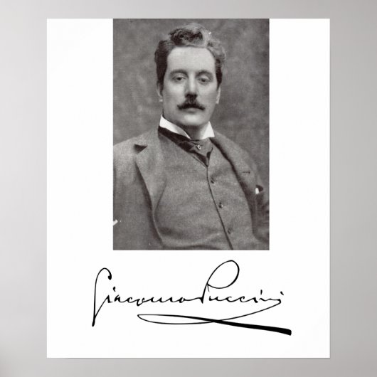 Portret en handtekening van Giacomo Puccini Poster (Voorkant)