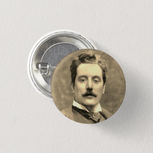 Portret en handtekening van Giacomo Puccini Ronde Button 3,2 Cm (Voorkant /achterkant)