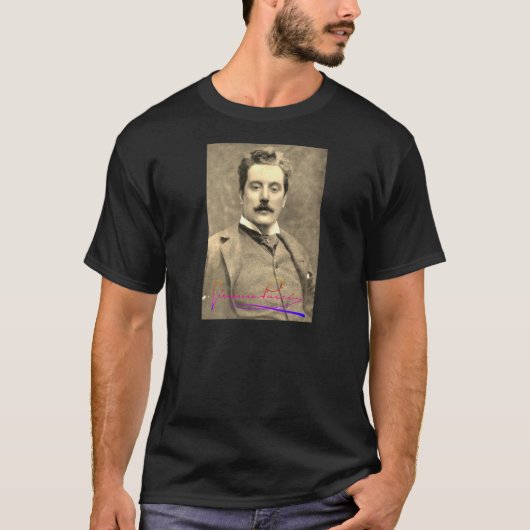 Portret en handtekening van Giacomo Puccini T-Shir T-shirt (Voorkant)