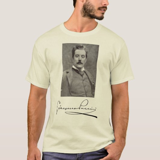 Portret en handtekening van Giacomo Puccini T-shirt (Voorkant)