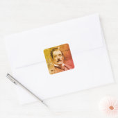 Portret en handtekening van Giacomo Puccini Vierkante Sticker (Envelop)
