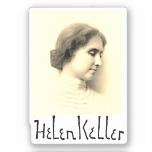 Portret en handtekening van Hellen Keller Sticker