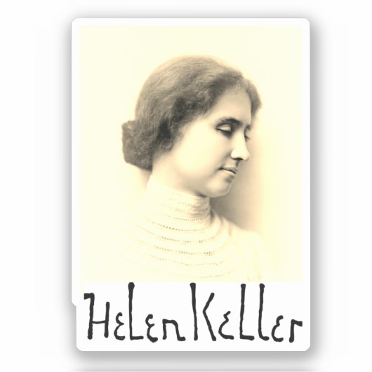 Portret en handtekening van Hellen Keller Sticker (Voorkant)