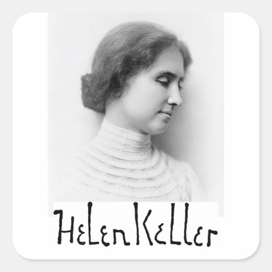 Portret en handtekening van Hellen Keller Vierkante Sticker (Voorkant)