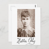 Portret en handtekening van Nellie Bly Briefkaart (Voorkant / Achterkant)