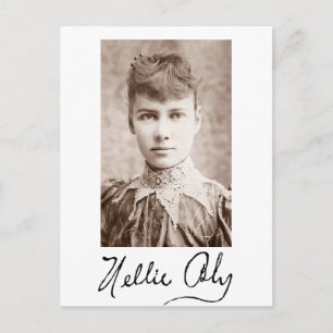 Portret en handtekening van Nellie Bly Briefkaart