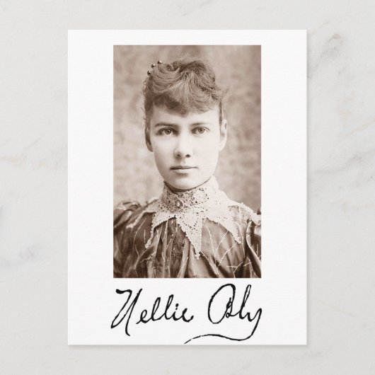 Portret en handtekening van Nellie Bly Briefkaart (Voorkant)