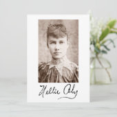Portret en handtekening van Nellie Bly Kaart (Staand voorkant)