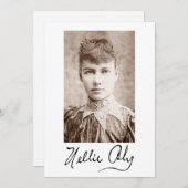 Portret en handtekening van Nellie Bly Kaart (Voorkant / Achterkant)