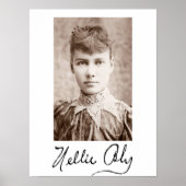 Portret en handtekening van Nellie Bly Poster (Voorkant)