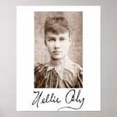 Portret en handtekening van Nellie Bly Poster (Voorkant)