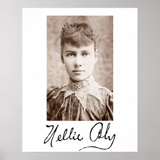 Portret en handtekening van Nellie Bly Poster (Voorkant)