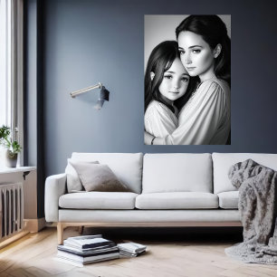 Portret familie moeder en dochter   AI Art Poster
