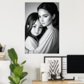 Portret familie moeder en dochter | AI Art Poster (Thuiskantoor)