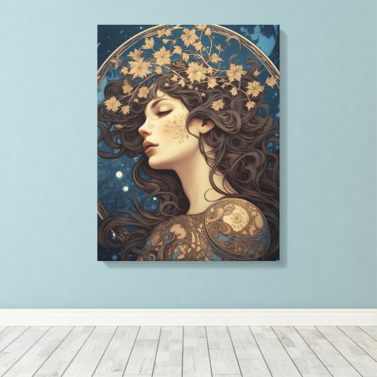 Portret fantasie vrouw stijl tarot canvas afdruk (Insitu (Houten vloer))