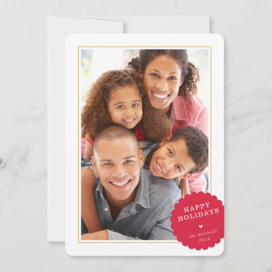 PORTRET FOTO moderne minimale feestelijke plek roo Feestdagenkaart (Voorkant)