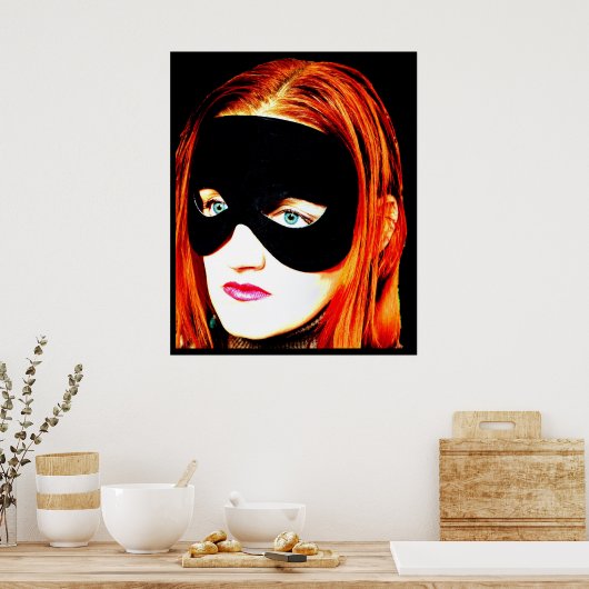 portret gemaskerde vrouw  schoonheidsposter poster (Keuken)