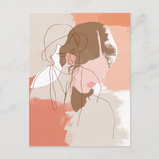 Portret geverfd contour Vrouw Briefkaart (Voorkant)