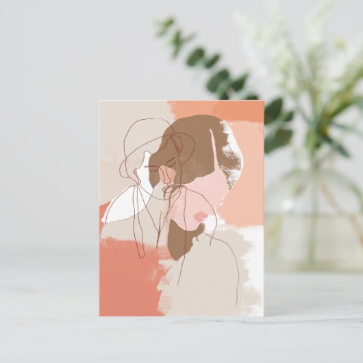 Portret geverfd contour Vrouw Briefkaart (Staand voorkant)