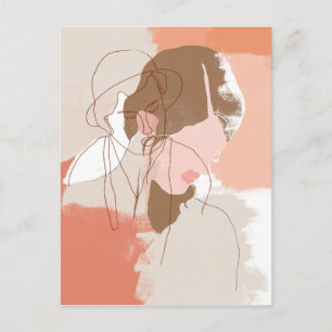 Portret geverfd contour Vrouw Briefkaart