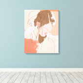 Portret geverfd contour Vrouw Canvas Afdruk (Insitu (Houten vloer))
