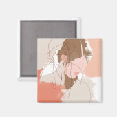 Portret geverfd contour Vrouw Magneet (Voorkant / Achterkant)