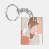 Portret geverfd contour Vrouw Sleutelhanger (Voorkant Links)