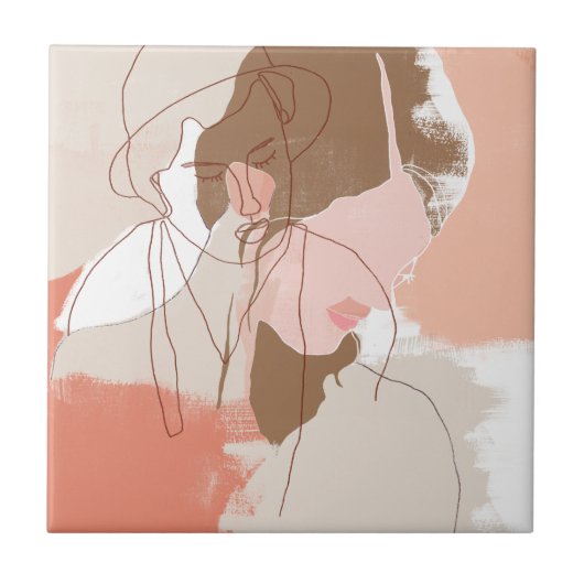 Portret geverfd contour Vrouw Tegeltje (Voorkant)