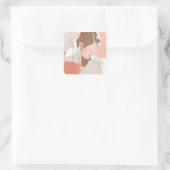 Portret geverfd contour Vrouw Vierkante Sticker (Tas)