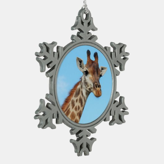 portret Giraffe Tin Sneeuwvlok Ornament (Links)
